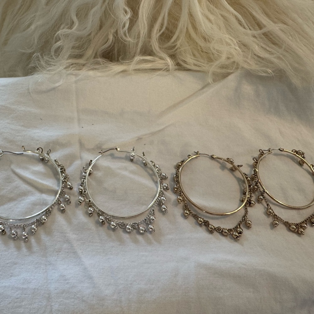 Elegant Silver and Gold Hoop Earrings